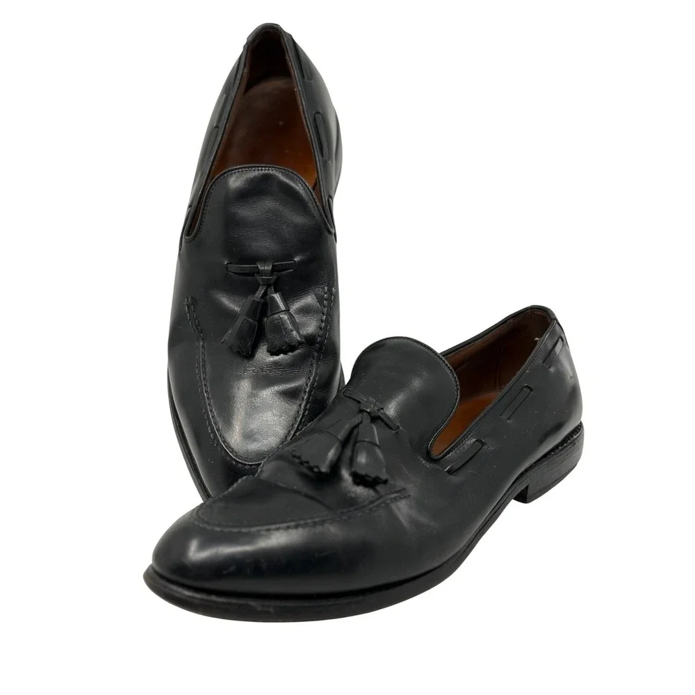 Allen Edmonds Saratoga Mens Black Leather Tassel Loafers Dress Shoes Size 11 B